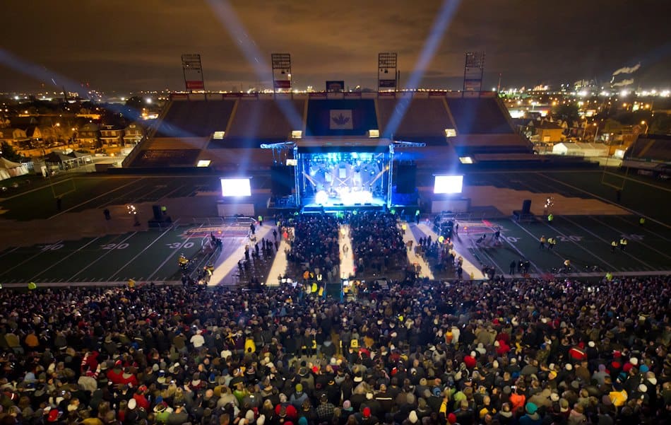 The 'Farewell to Ivor Wynne' concert featuring The Tragically Hip and Sam Roberts Band takes place on Oct. 6, 2012. Tim Hortons Field replaced the stadium in 2014. COURTESY HAMILTON TIGER-CATS VIA FACEBOOK